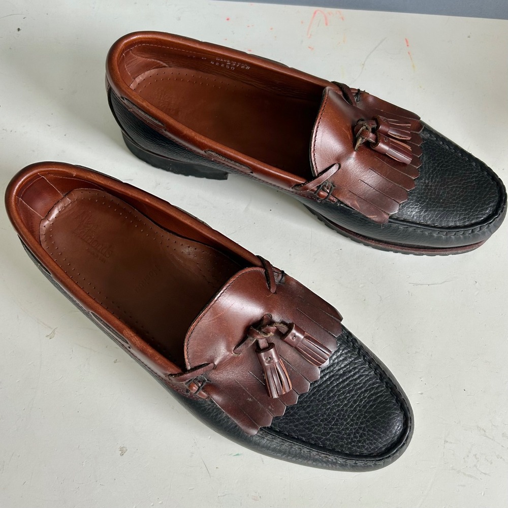 Allen Edmonds Loafers Mens 11 D Nashua Tassel Kiltie Boat Shoe Leather Preppy - Picture 3 of 13